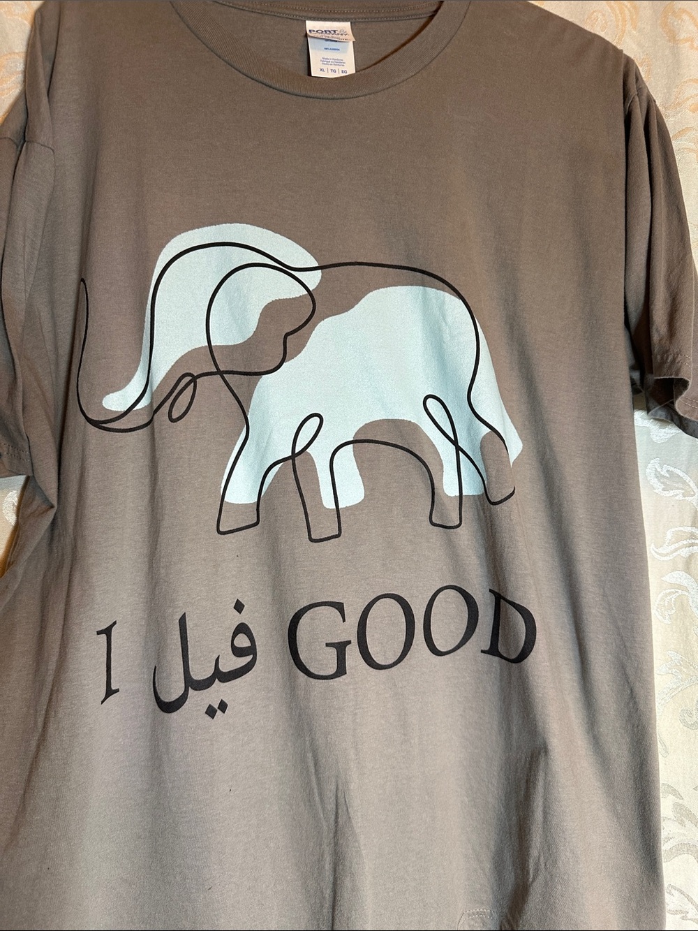 I Feel Good Graphic Tee - Taupe Short Sleeve Shirt 100% Cotton